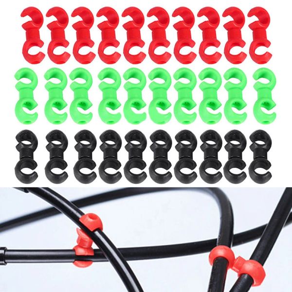 Grupos de grupos 10 piezas bicicletas mtb clips de cable de freno en forma de líneas de freno de bicicleta s clips de gancho de manguera guía soportador de manguera clip para herramienta de ciclismo