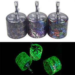 Glow in Dark Tobacco Smoking Accessories Herb Lijmers Vier 4 -laags Zink Legering Grinder metalen Diameter 55 mm Handgreep Grinder Handregeling voor SOMKING PIJP