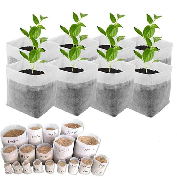 Grow Lights 100 pièces sac de pépinière biodégradable plantes poussent des sacs graines en tissu Non tissé pour semer des Pots de fleurs pour la maison accessoires de jardin outils