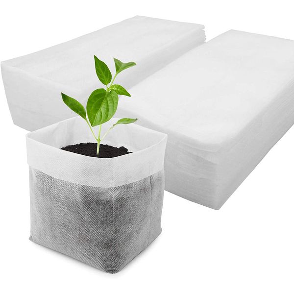 Grow Lights 100 pièces sacs de culture de semis pochette en tissu pour plantes pots de pépinière biodégradables graines de fleurs de poche d'aération écologique commençant