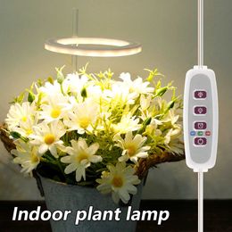 GROEP LICHTEN 20LEDS Plant Grow Light USB Powered Ring Grow Lampen met Timer Switch Dimable Garden Lights for Buid Plants Pot Plants P230413
