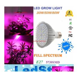 Lampes de culture 30W 50W 80W E27 Par20 Par30 Par38 Fl Spectre LED Lampe de plante Bb Ir Uv 5730 Système hydroponique de culture de fleurs Drop Ots5L