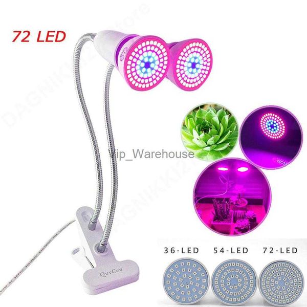 Grow Lights 36 54 72 LED élèvent la lumière E27 ampoule double lampes pour plantes fleur avec support de clip de bureau pour serre intérieure hydroponique Veg V27 YQ230926