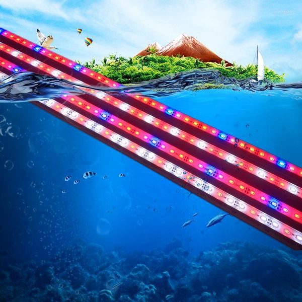 Luces de cultivo 5 uds 50cm acuario subacuático pecera pecera luz impermeable cocina blanco azul rojo verde SMD 5730 9W lámpara LED planta