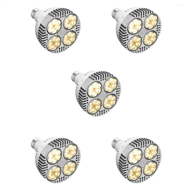 Luces de cultivo 5X E27 Lámpara de planta Bombilla 35W LED Espectro completo Blanco cálido para invernadero de jardín interior