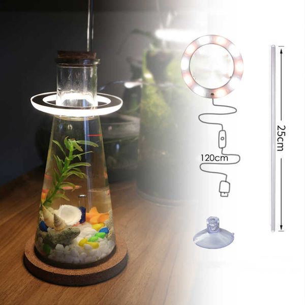 Luces de cultivo Anillo de ángel LED Luz de tanque de peces para peces submarinos Hogar Acuático Espectro completo Planta de interior Lámpara de flores Iluminación de relleno P230413