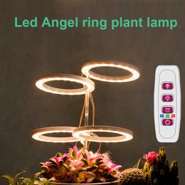 Kweeklampen Angel Three Ring Grow Light DC5V USB Phytolamp voor planten LED Full Spectrum Lamp voor binnenplantzaailingen Home Flower Succulet P230413