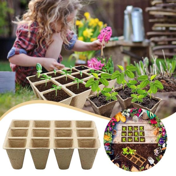 Kit biodegradable de luces de cultivo, juego de macetas de turba para plántulas y árboles jóvenes, suministros de jardinería