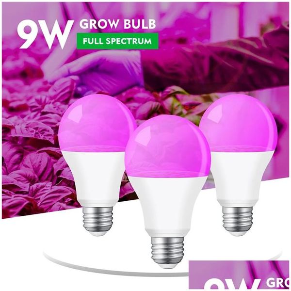 Cultivez des lumières E27 Lumière de croissance des plantes LED BB FL Spectre 18 LED 9W Plantes Fleur Semis Hydroponique Veg Fleurs Tente de culture Drop Del Dhfaq