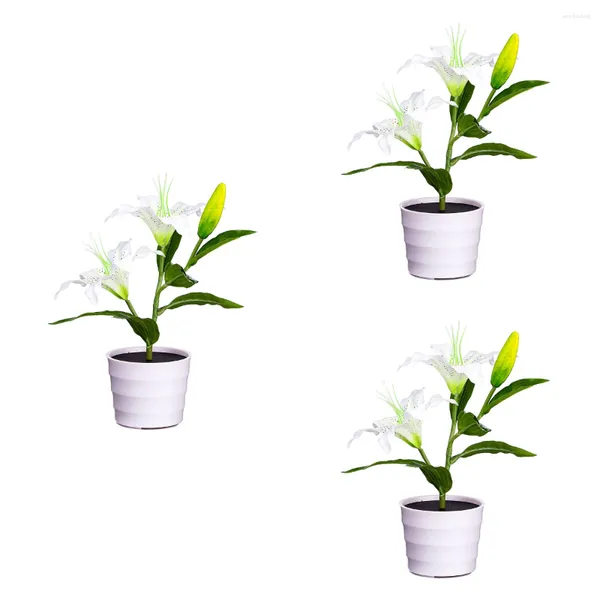 Cultivez des lumières fleur lampe lumière Lily en pot nuit bonsaï décoratif solaire paysage jardin voie artificielle fausse chambre étanche
