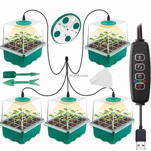 Cultivez des lumières LED à spectre complet élèvent la lumière avec plateau de semis plateaux de démarrage de graines de plantes plateaux de culture en serre avec trous 12 cellules par plateau YQ230927