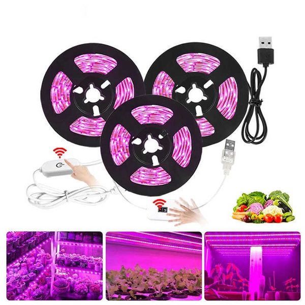 Grow Lights Grow LED Strips Luz de espectro completo Lámparas de cultivo de interior Lámpara para planta SMD2835 5V USB Phyto Tape Led Flower Aquarium Grow Light P230413