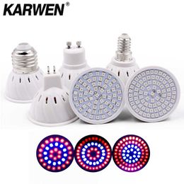 Kweeklampen Karwen LED GROW LICHT 36 54 72LEDS E27/GU10/MR16 220V PHYTO LAMP Volledig spectrum LED GROW LICHT E27 LED -groeilampen voor plant P230413