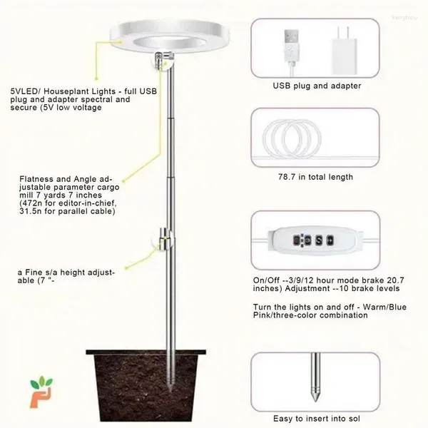 Grow Lights LED Light Full Spectrum phyto lampe USB Phytolamp pour les plantes Growing Lighting Dimmable luminosité Plant intérieur
