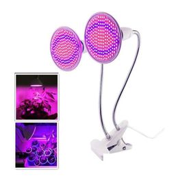 Kweeklampen Lumiparty 400Led Plant Grow Light Doublehead Clip Met Rood Blauw Lamp Indoor Greenhous Hydrocultuur Groente Ctivation 40W L Dhnt8