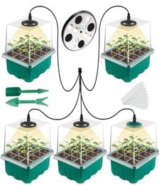 Pack de lumières de culture, plateau de semis avec plateaux de démarrage de graines de plantes légères, Kit de trous de culture en serre, 12 cellules par plateauGrow1828729