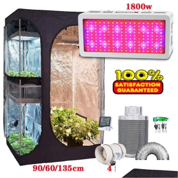 Luces de cultivo Película de poliéster Tienda de campaña Kit completo Sistema de cultivo hidropónico 1000W Luz LED Agregar 4/6 Filtro de carbono Combo Mtiple S Dho0X