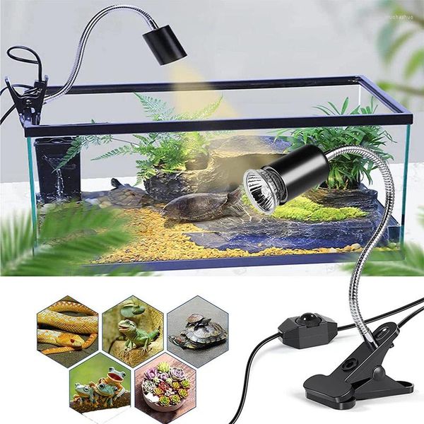 Grow Lights Reptile Chain Lampe avec aquarium de bulbe halogène 50W Planage pour lézard Terrarium réglable à col en bouche de tortue