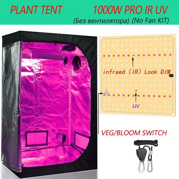 Luces de cultivo Tienda Growbox 1000W Kit LED Juego de alto PPFD Ventiladores de conducto de 4/6 pulgadas Filtro de carbón activado para plantas