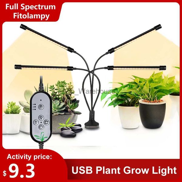 Lampe de culture USB pour plantes, lumière blanche du soleil, éclairage à spectre complet, pince de bureau, lampe de croissance pour plantes, 5 niveaux d'intensité variable, temps 4/8/12 heures, YQ230926