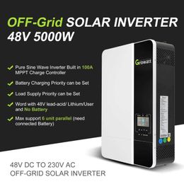 Onduleur solaire hybride Growatt 5KW 48V 230V MPPT 100A inverseur à onde sinusoïdale pure peut fonctionner sans support de batterie Wifi nouveau