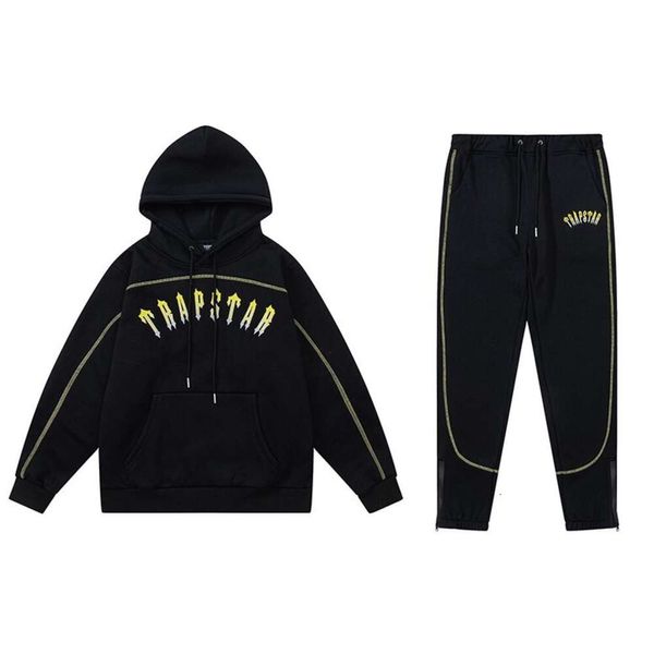 Grsn Sudaderas con Capucha para Hombre Sudaderas Street Ins Little Popular Marca De Alta Moda Trapstar Bordado Gradual Felpa Suéter con Capucha Conjunto De Pantalones