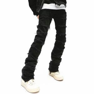 Vêtements grunge y2k streetwear noir mince jeans empilé pantalon pour hommes hip hop femmes pantalons longs vetements homme 240415