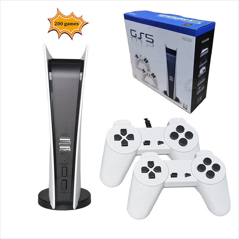 GS5 Game Station Host Host Host Console de videogame 5 USB Wired com 200 Classic 2 GamePads 8 Bits Consola Retro portátil Jogos portáteis Players P5 G155 para Presente Infantil