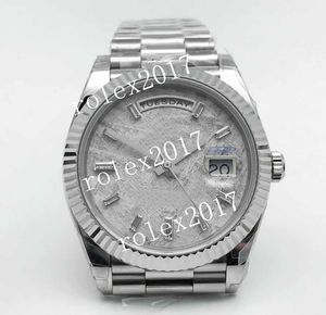 GSF Factory 904L 2836 DayDate pour hommes avec cadran météorite imprimé lesté en tungstène avec diamant automatique avec lunette saphir 40 mm montres-bracelets