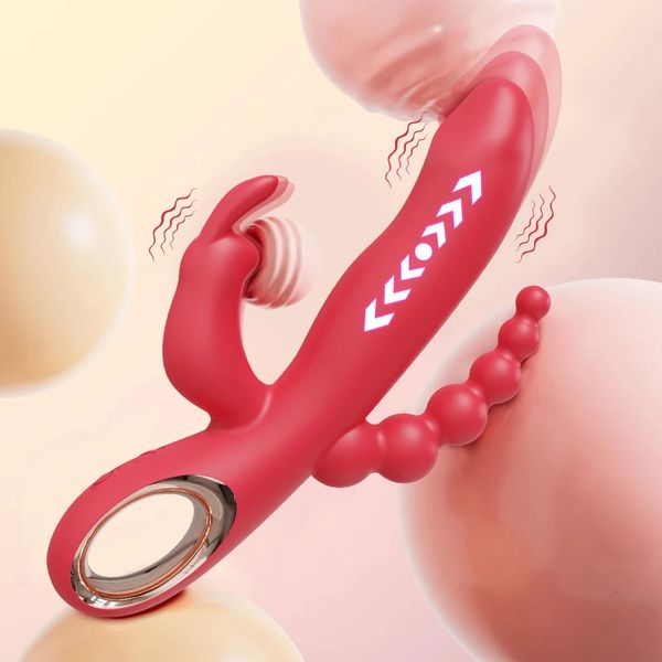 GSpot gode lapin vibrateur adulte 3 en 1 masturbateur féminin stimulateur clitoridien orgasme godes jouet sexuel Massage vaginal perles anales 240320