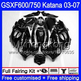 GSX600F noir brillant chaud Pour SUZUKI GSXF 600 750 GSXF600 2003 2004 2005 2006 2007 293HM.7 GSXF-750 KATANA GSXF750 03 04 05 06 07 Carénages