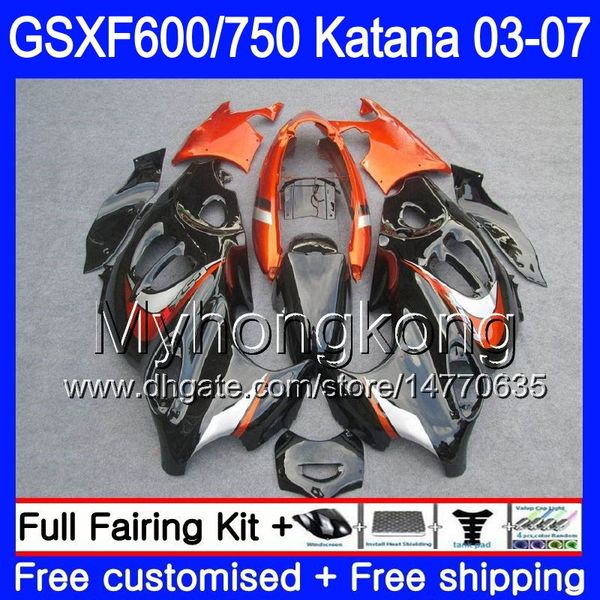 GSXF-600 para SUZUKI KATANA GSXF 750 600 GSXF600 marco negro naranja 03 04 05 06 07 293HM.39 GSX 750F GSXF750 2003 2004 2005 2006 2007 Carenado