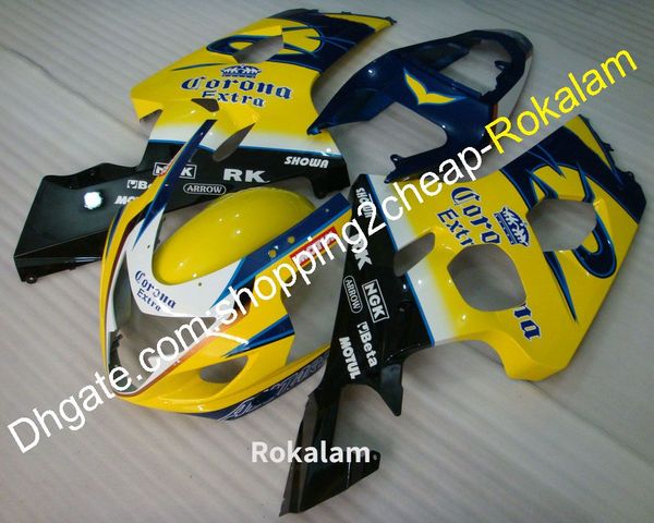 Partie du corps de moto GSXR600 pour Suzuki GSXR750 2004 2005 K4 GSX R600 R750 04 05 Kit de carénage de moto de sport noir jaune bleu (moulage par injection)