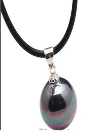 GT 820mm pendentif perle de coquillage noir collier en caoutchouc noir 925 argent bleu LOTUS225R1361574