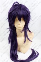 Livraison gratuite chaude Magi Sinbad 100 cm violet mélange long ondulé Cosplay fête pleine perruque/perruques H252