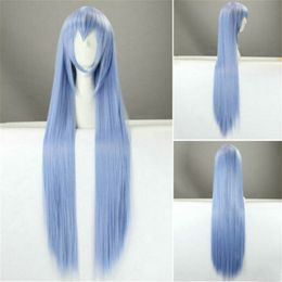 Gratis verzendinghot Sell! Cosplay Pruiken Esdeath Lange Rechte Blauwe Meisjes Anime Haar