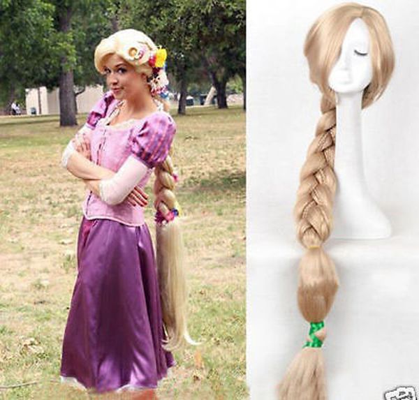 Perruque Raiponce emmêlée longue blonde, perruque de Cosplay artisanale tressée pour femmes, 100cm, livraison gratuite