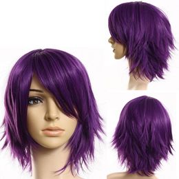 Livraison GratuiteUNISEX 32 cm Anime Mode Perruque Courte Cosplay Partie Cheveux Raides Cosplay Perruques