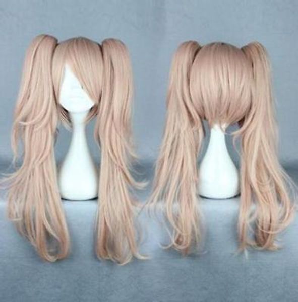 Envío gratis sintético Danganronpa Enoshima Junko 65 cm dos colas de caballo Anime mujeres Cosplay peluca