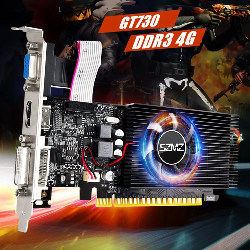 GT730 4GB DDR3 128BIT CARDATICS مع VGA DVI PORT PCI-E2.0 16X