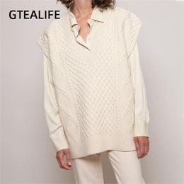 Gtealife Femmes Gilet Simple All-match Style V-cou Chandail Tricoté Loisirs Étudiant Sans Manches Femme Vintage pull gilet 201214