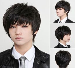 GTGTGT2018 Fashion coréenne Handome Men039s Black Black Human Hair Wig7634358