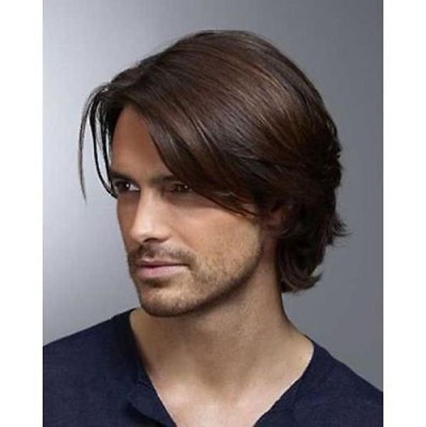 GtgtgtHair Fashion – perruque toupet courte et lisse, brun foncé, naturel, pour hommes, 4787898