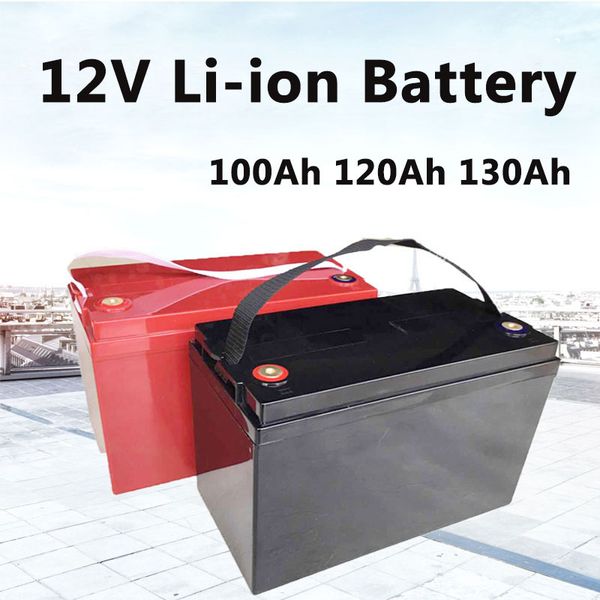 Gtk-batería de iones de litio de 12V, 100Ah, 120Ah, 130Ah, para sistema de almacenamiento solar UPS, panel solar, carrito de golf, motor, caravana + cargador de 10A