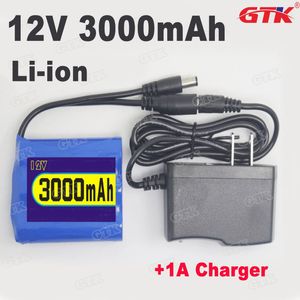 GTK 12v 3000mah li-ion 12v batterijen 18650 batterij voor cctv camera led light speaker elektronische deurslot + 12.6v 1Acharger