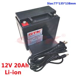 GTK 12V lithium ion batterij 20AH met 3S BMS voor elektrische fiets motor 300W back-up power rolstoel + 12.6V 3A-oplader