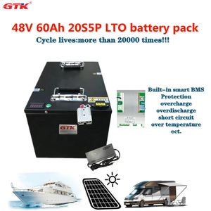 GTK 20.000 ciclos 48V 60Ah 20S5P LTO batería de titanato de litio celdas de 2,4 V para sistema Solar de triciclo carretilla elevadora + cargador 10A