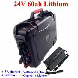GTK – batterie lithium-ion 24V, 60ah, avec BMS, pour scooter électrique, système de stockage d'énergie solaire, chariot de golf UPS, chargeur 5a