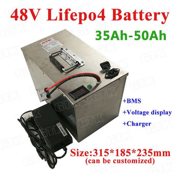 GTK 48V 35Ah 40Ah 45Ah 50Ah LiFepo4 batterie au lithium pour vélo électrique scooter Golf moto système d'énergie solaire + 5A chargeur