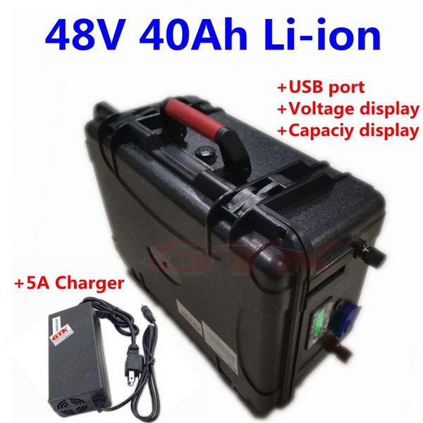 GTK 48 V 40Ah lithium li ion batterie pour chariot élévateur vélo électrique scooter électrique système solaire outils électriques de télécommunications + chargeur 5A